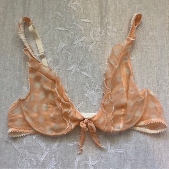 Princess Tam Tam Peach Polka Dot Sheer Bra - Picture 1 of 7